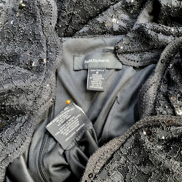 RM Richards Black Party Dress Lace Sequins Open Back (6) - Picture 6 of 9